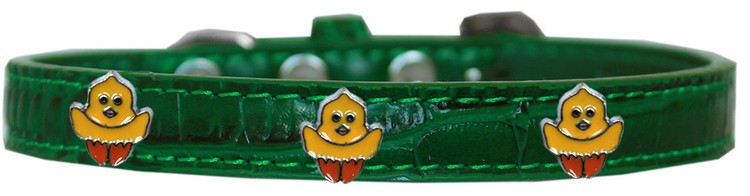 Chickadee Widget Croc Dog Collar Emerald Green Size 12